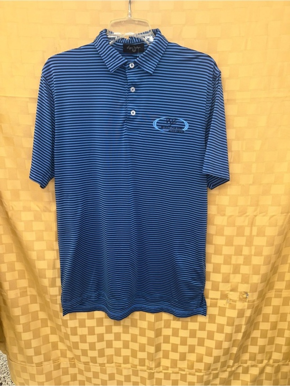 Men's Blue Striped Golf Polo Shirt - Unknown Brand